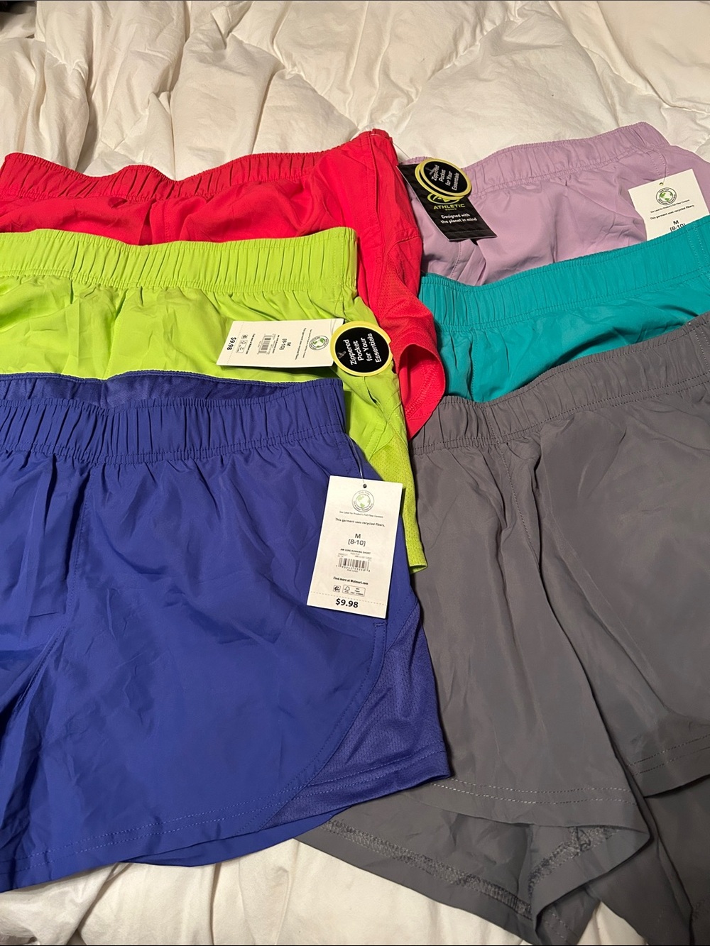Women's Active Shorts - Purple, Blue, Teal, Lime, Pink, Gray - Athletic works